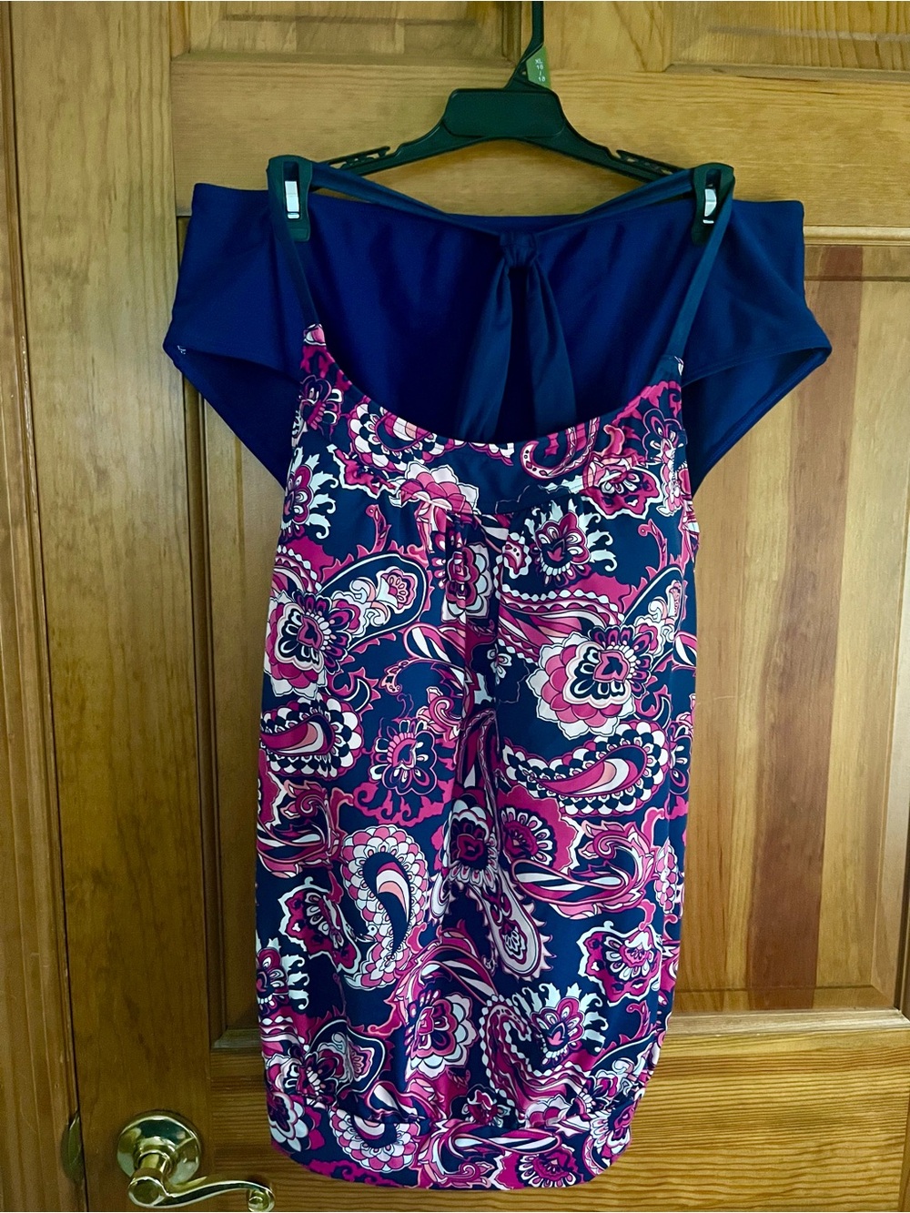 Lands' End Navy and Pink Paisley Tankini